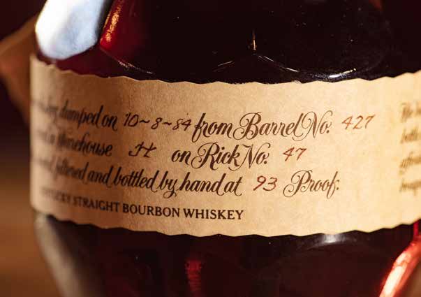 Close view of an early Blanton's bottle label